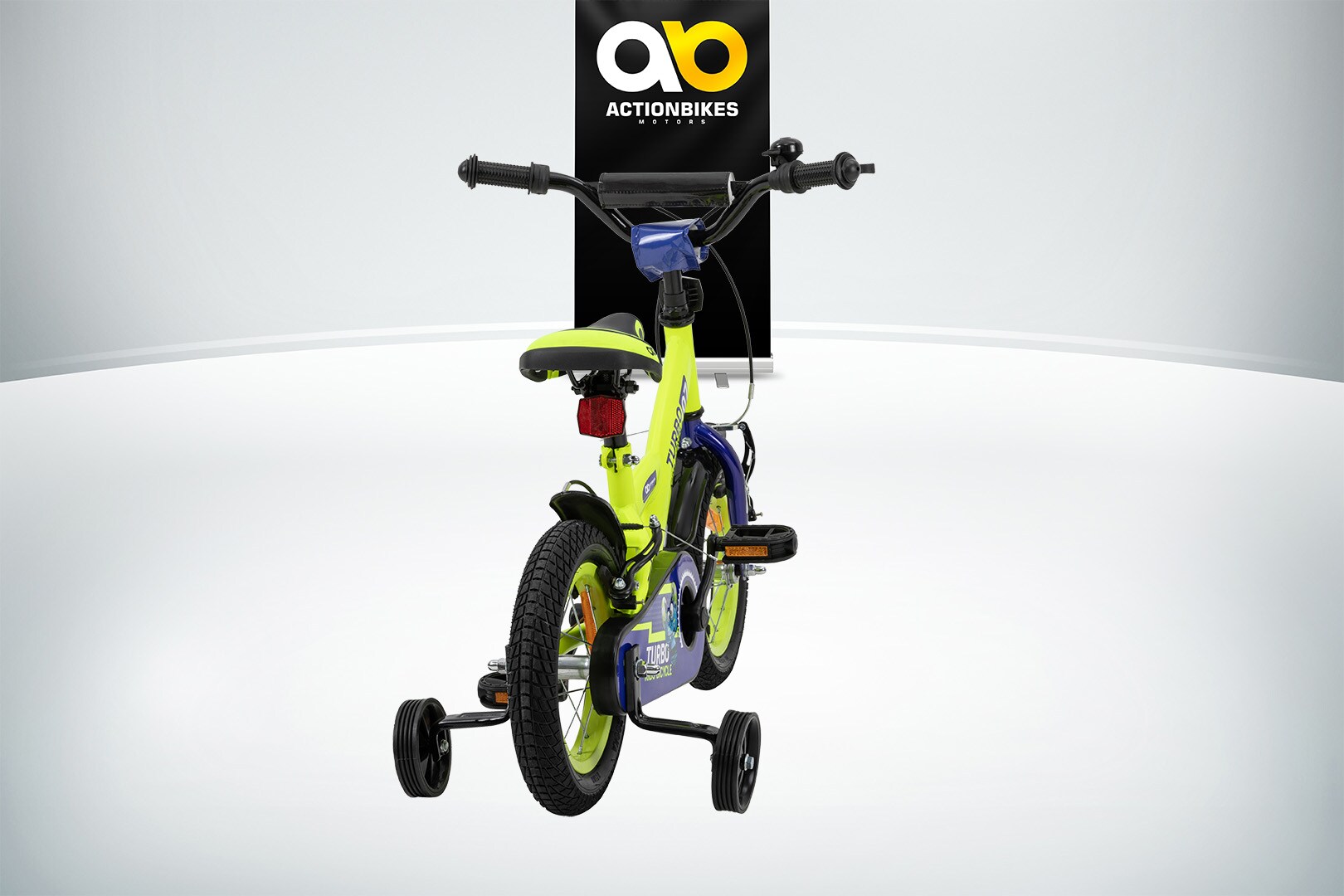 Actionbikes Kinderfahrrad Turbo 12 Zoll, Stützräder, V-Brake-Bremsen, Lenker-/Kettenschutz, Klingel