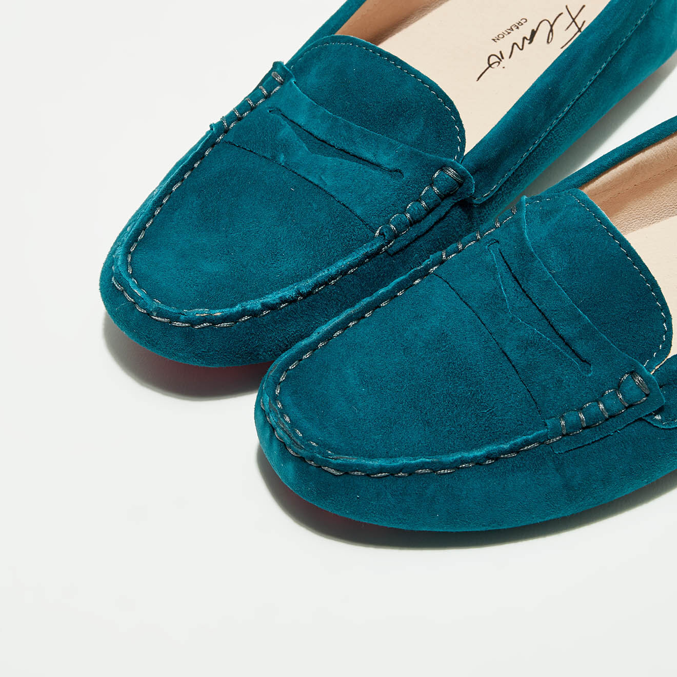 Flavio Création Mocassins en Velours de Cuir Maya marine