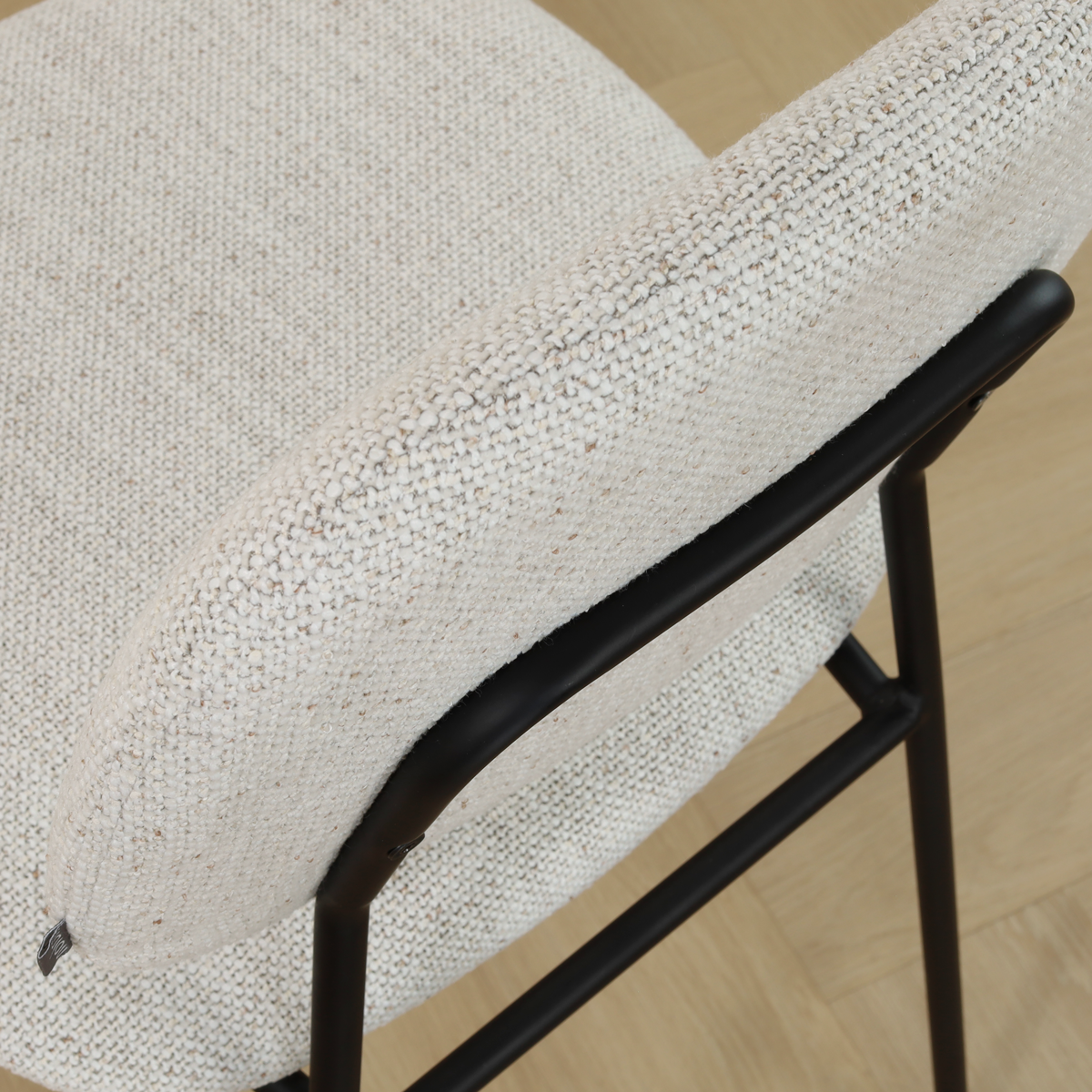 Barkruk Jasmijn  beige gemêleerd - zwart onderstel H65