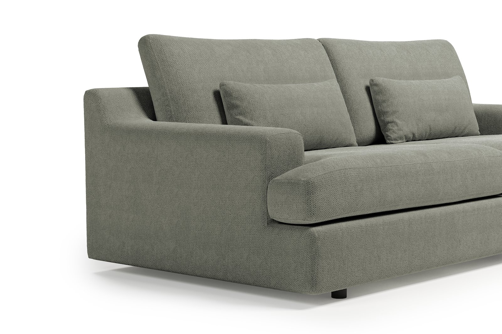 Roma 3-seter XL Tekstil Mito 180 Light Grey med sorte ben