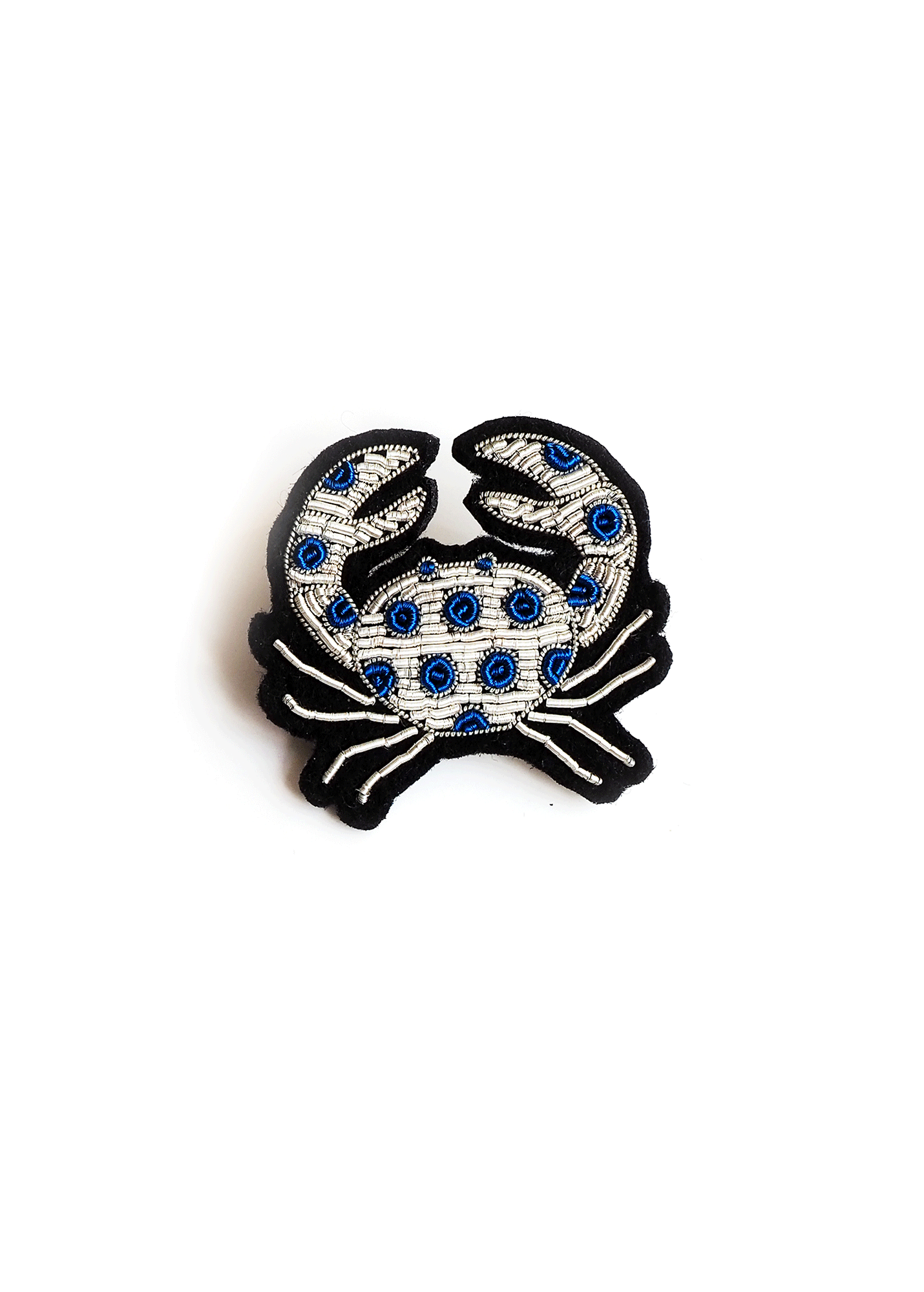 Broche brodée Crabe à pois