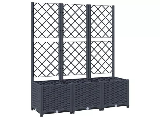 Jardinière avec treillis Gris foncé 120x40x136 PP