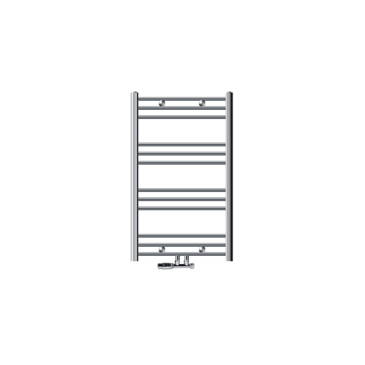 LuxeBath Sahara badkamerradiator, 500x800 mm, chroom, gebogen, middenaansluiting, inclusief aansluitset met thermostaat, hoekmodel, wandaansluiting, badkamerradiator, handdoekwarmer, handdoekdroger, handdoekradiator