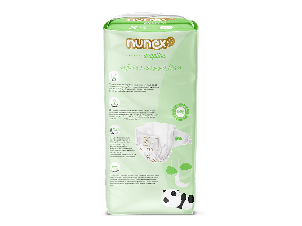 FRALDA NUNEX DROPLINE T3 4-10KG 72UN