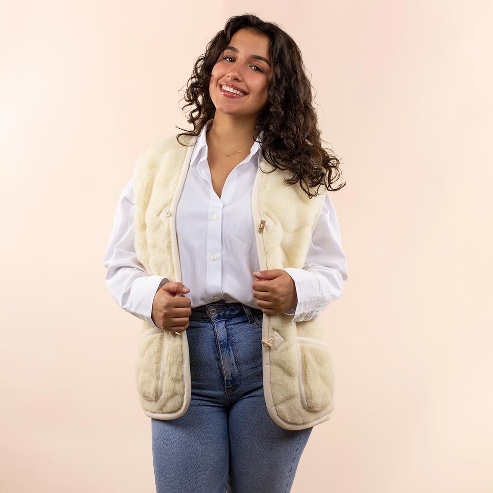 Moonrise dames wollen vest beige 3D