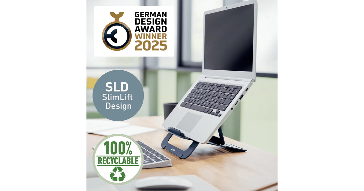 LeitzErgo Aluminium Ultraplatte Verstelbare Laptopstandaard  (Donkergrijs)