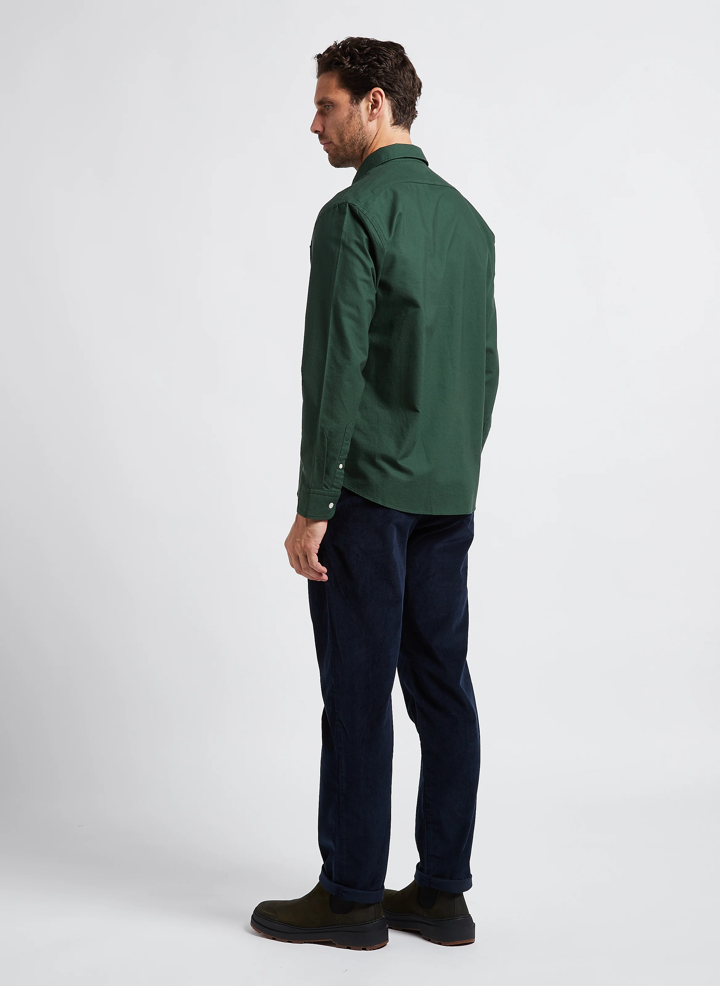 Pantalon droit en velours de coton bio mélangé | Bleu