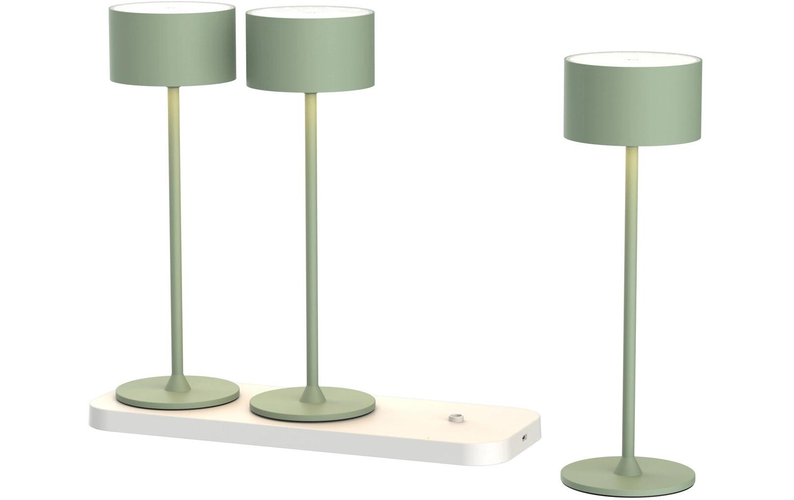 Akku-Tischleuchte Tavolo 3er Set, Grün<br>Akku-Tischleuchte 3er-Set mit Ladestation