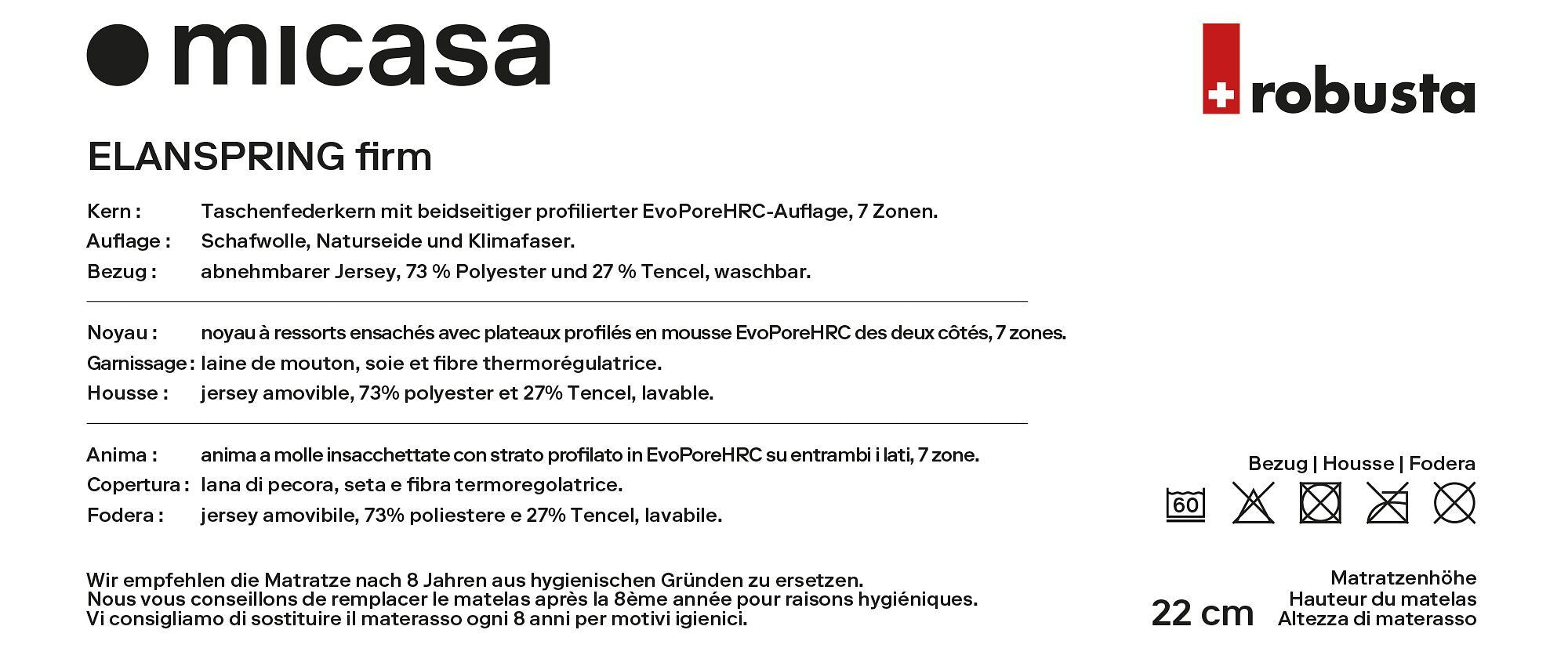 robusta ELANSPRING firm Matratze - 200.0 cm x 95.0 cm