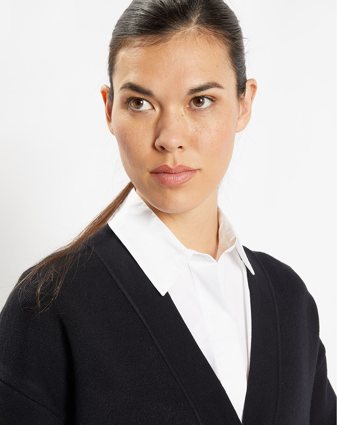 Galeries Lafayette Gilet ample Miso en Maille milano noir