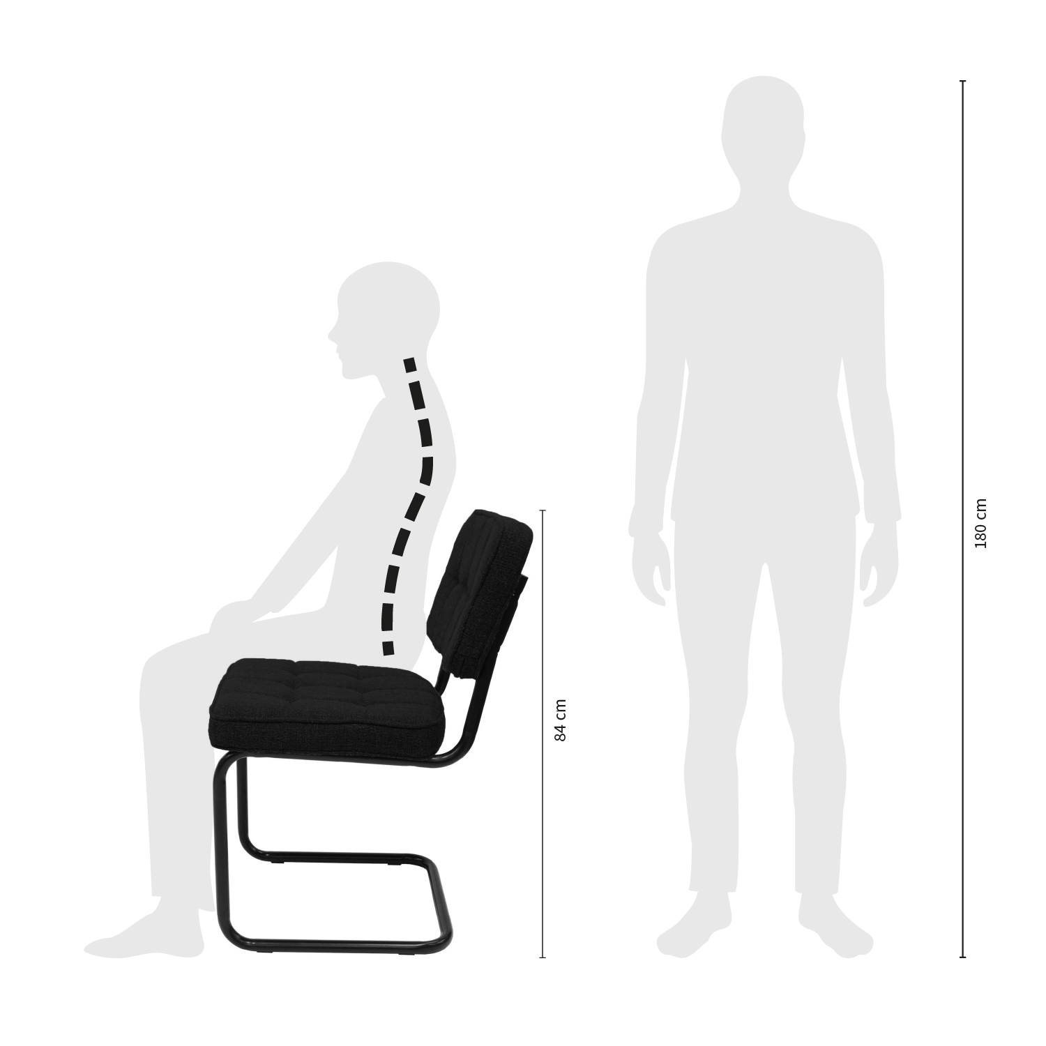 Kick Buisframe stoel Yves - Zwart
