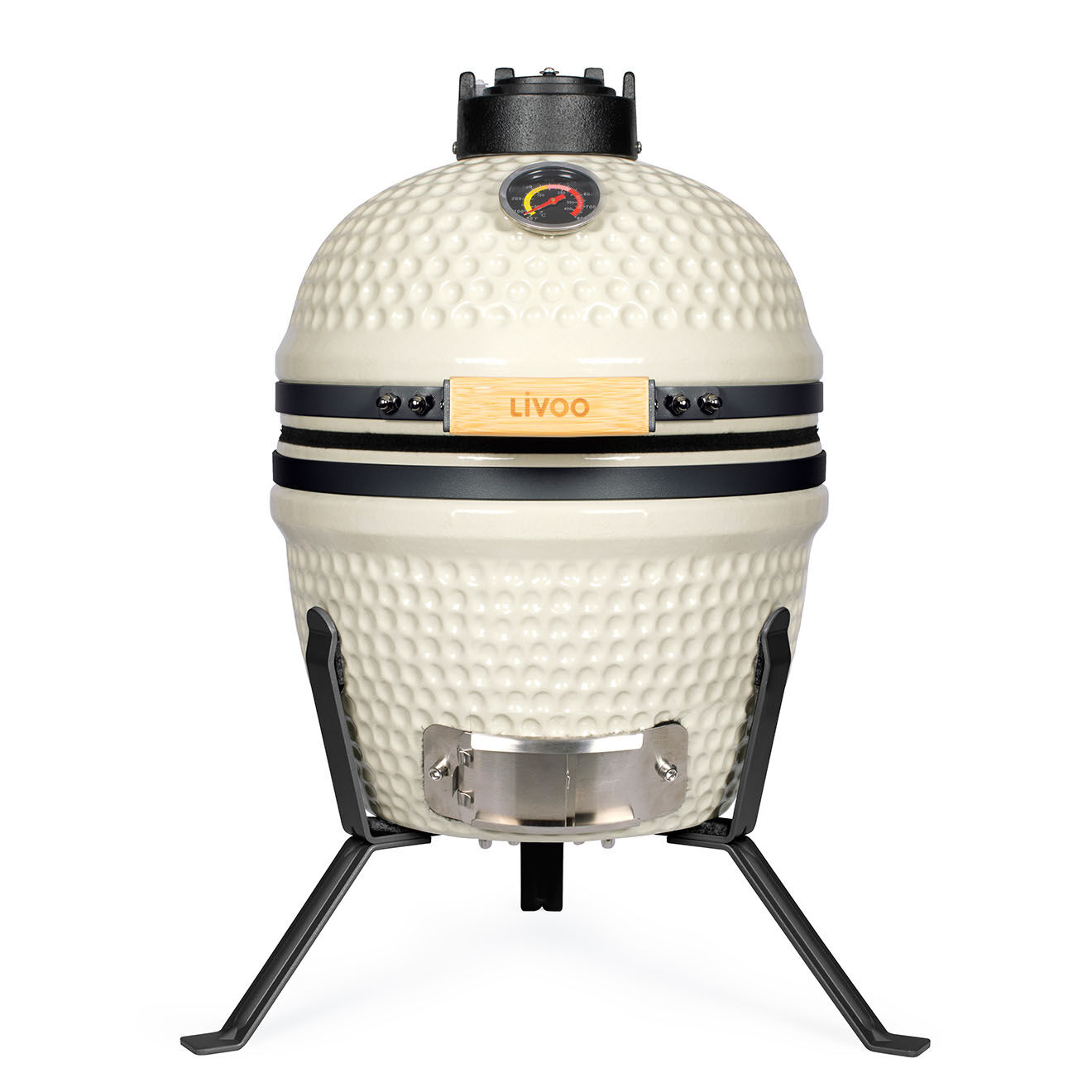 Livoo Barbecue céramique Kamado écru - 35x40.5x55 cm