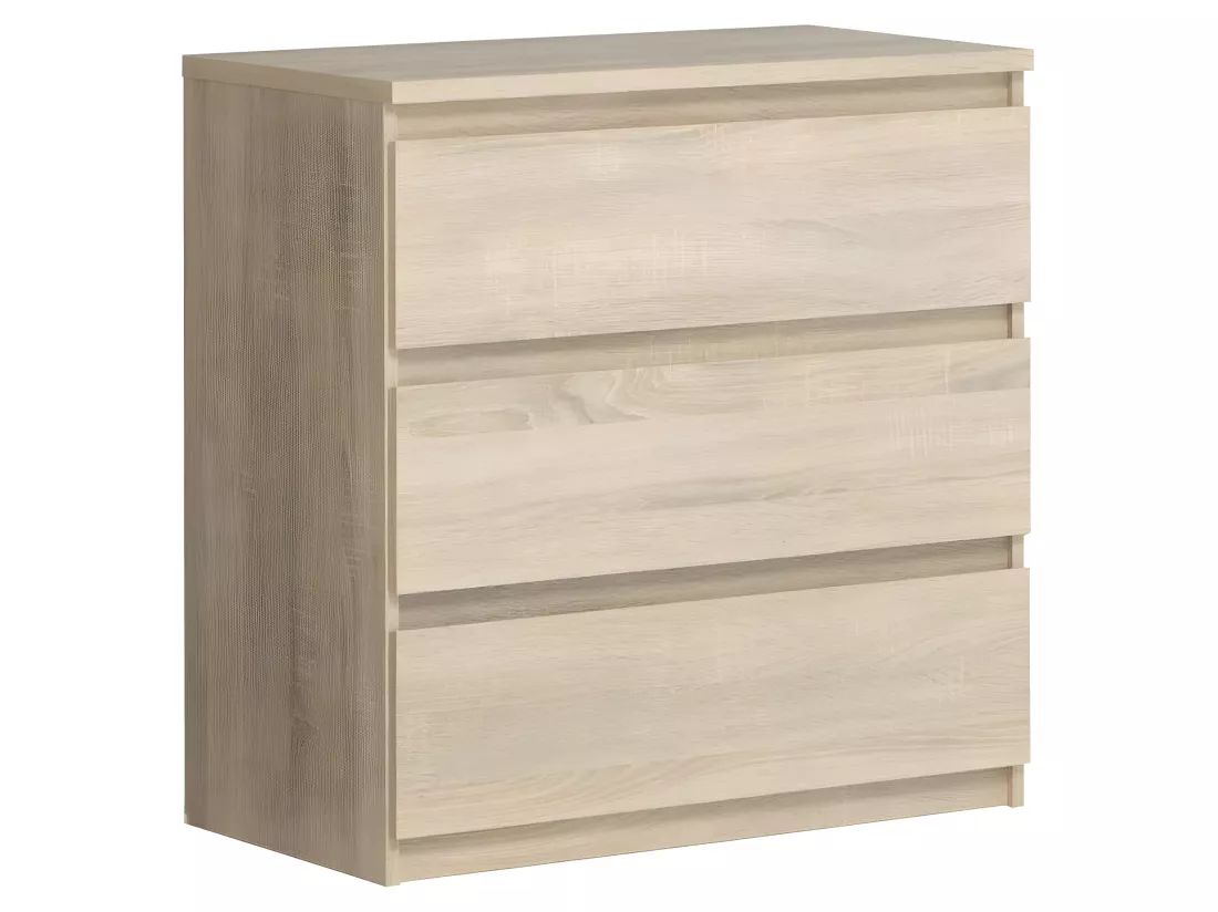 Commode CHELSEA 3 Tiroirs - Couleur chene - L 77,2 x P 42 x H 79,9 cm