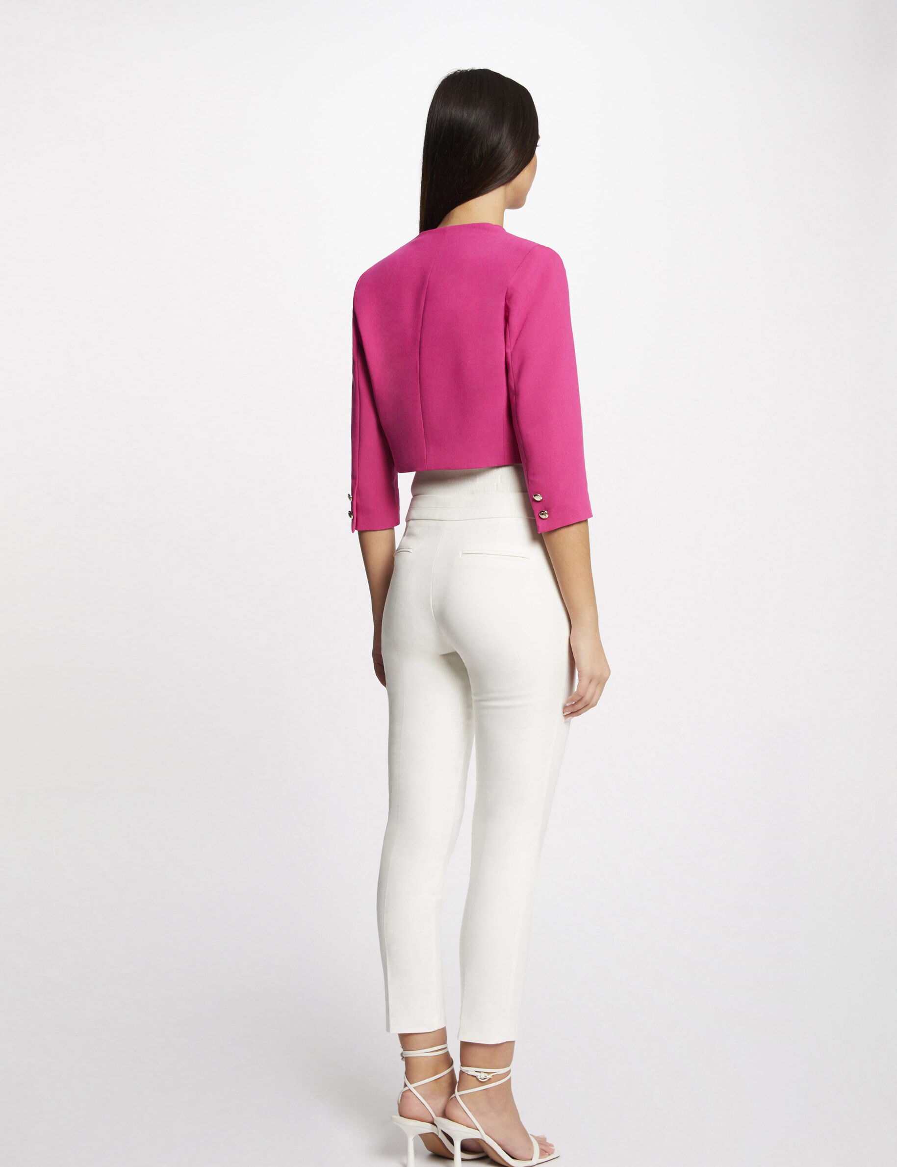 Veste droite manches 3/4 rose fonce femme - rose_fonce