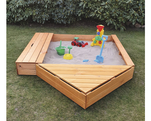 Multifunctionele zandbak met insectenbox en zitbox, hout, 172 x 260 x 22 cm, bruin