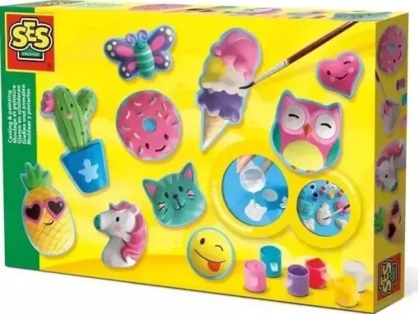 SES Creative Casting and painting - Happy figures, Sæt til støbning/maling til børn, 5 År, Flerfarvet