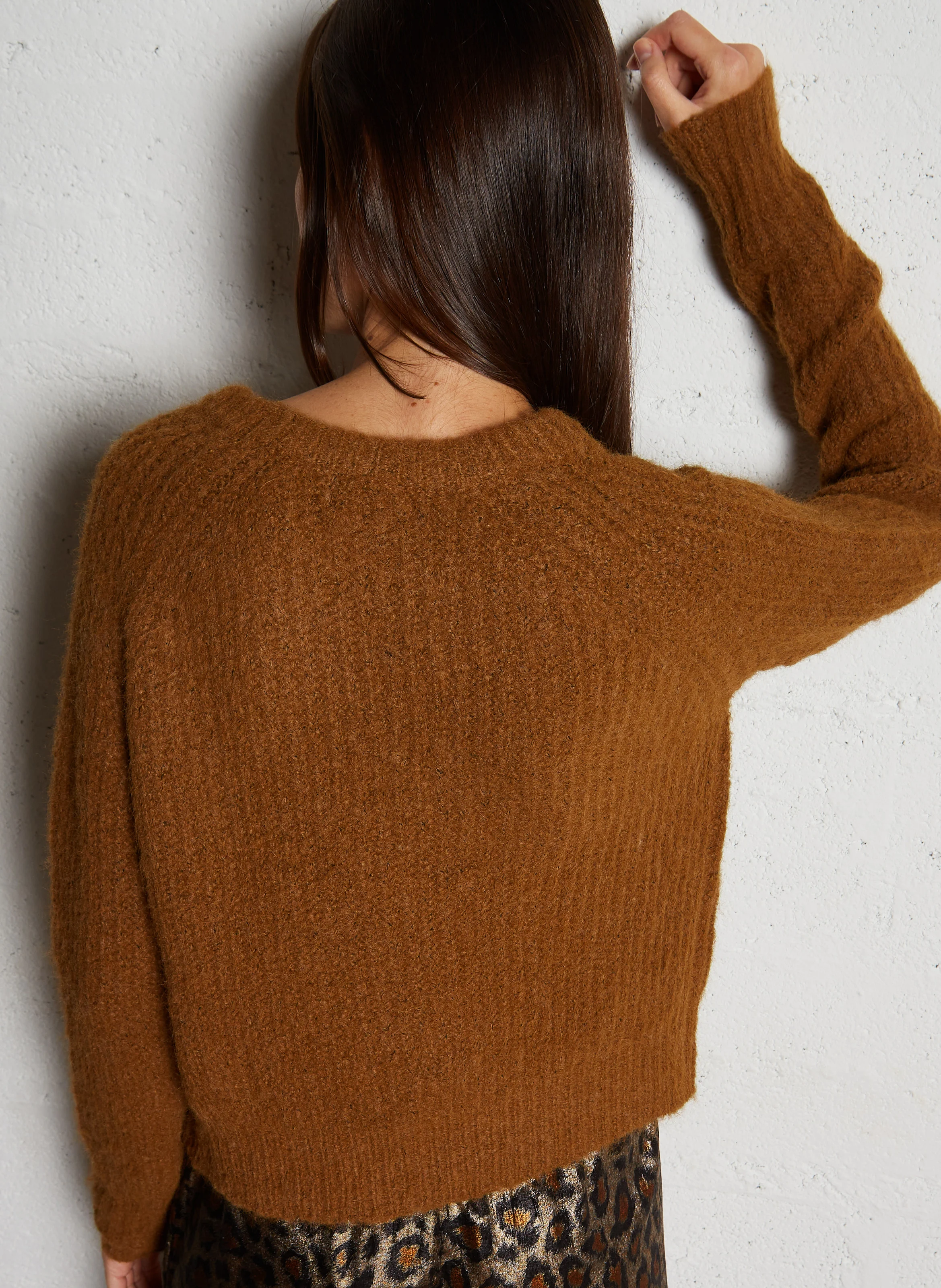 Pull court côtelé | Marron