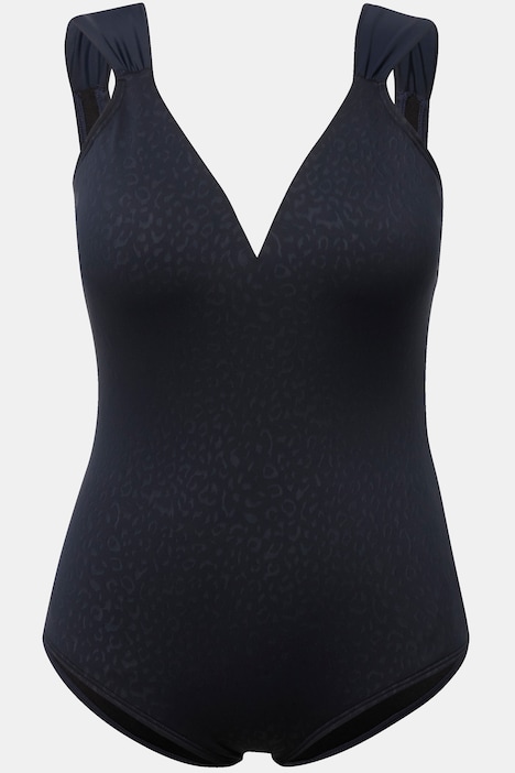 Badeanzug, Leo-Jacquard, Softcups, tiefer Rücken