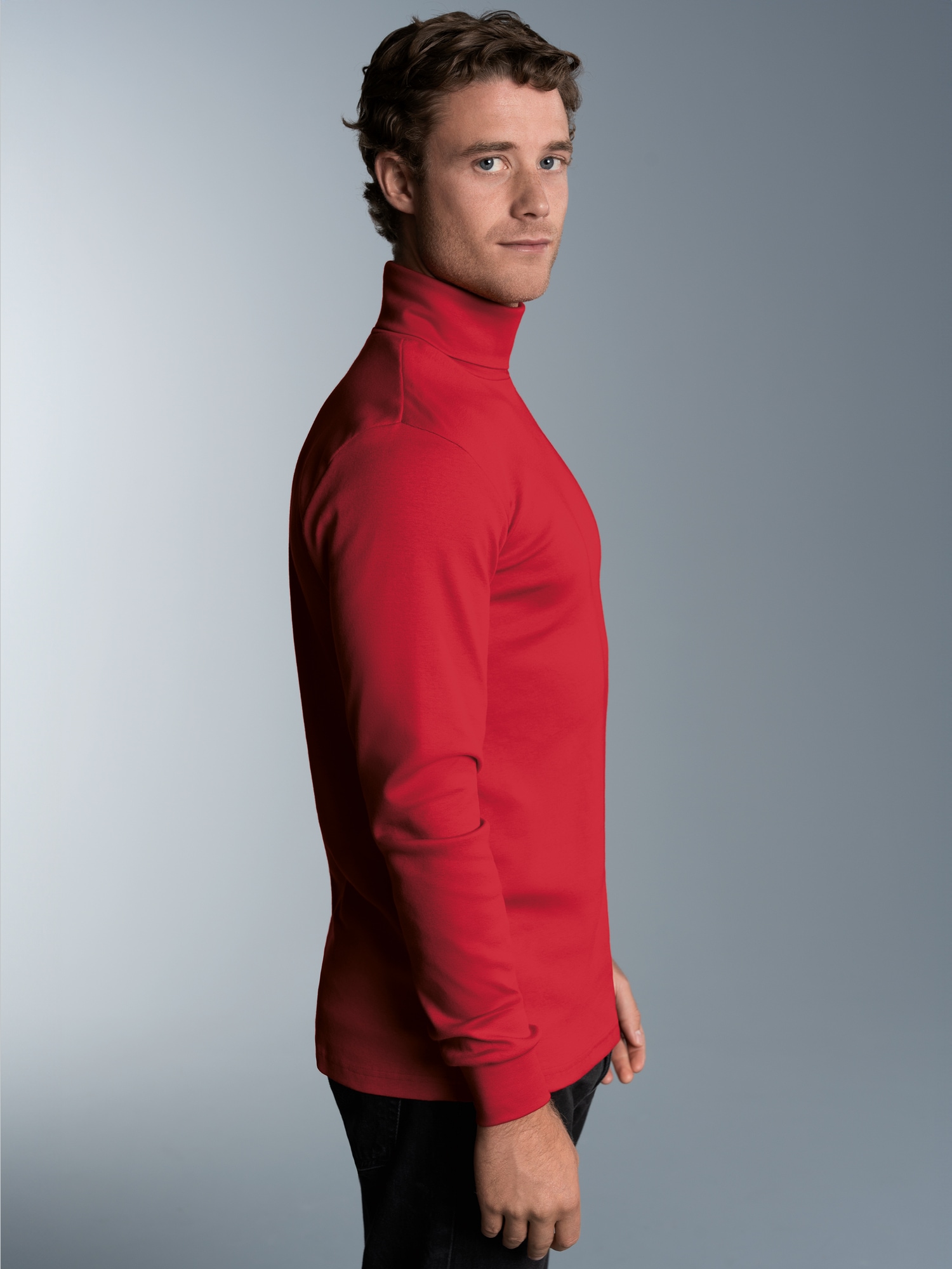 Langarm Ski/Sportrollkragenpullover Kirsch