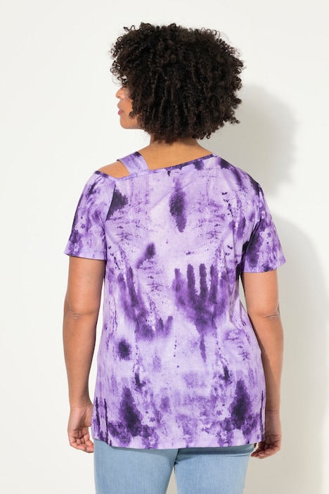 T-Shirt, Straight Fit, Batikprint, Schulter CutOut