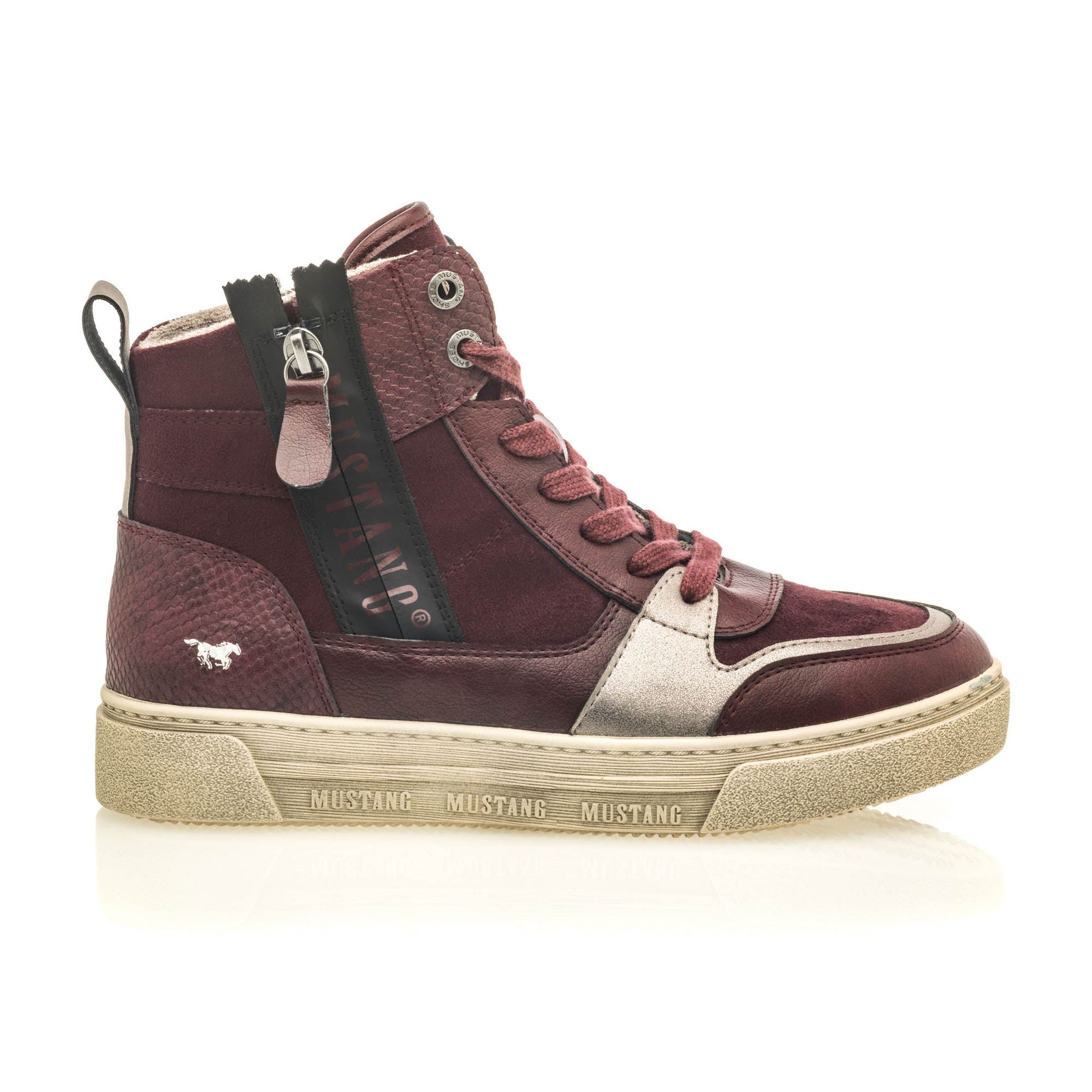 Baskets hautes Femme bordeaux
