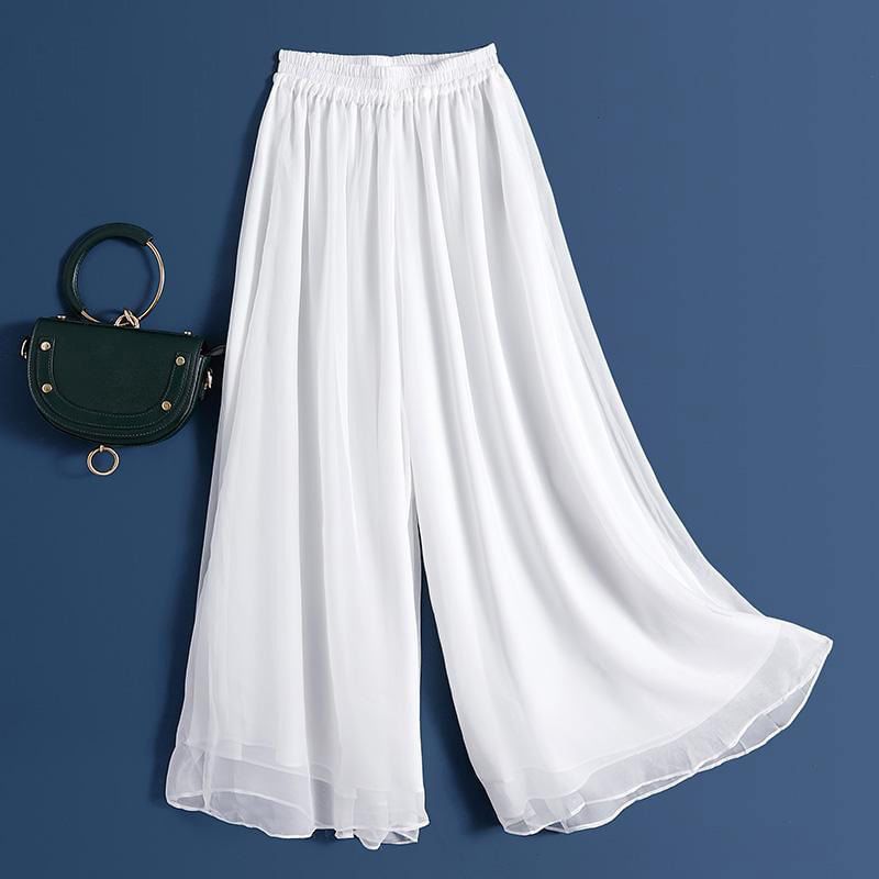 Shalala - Effen cropped culottes met elastische taille