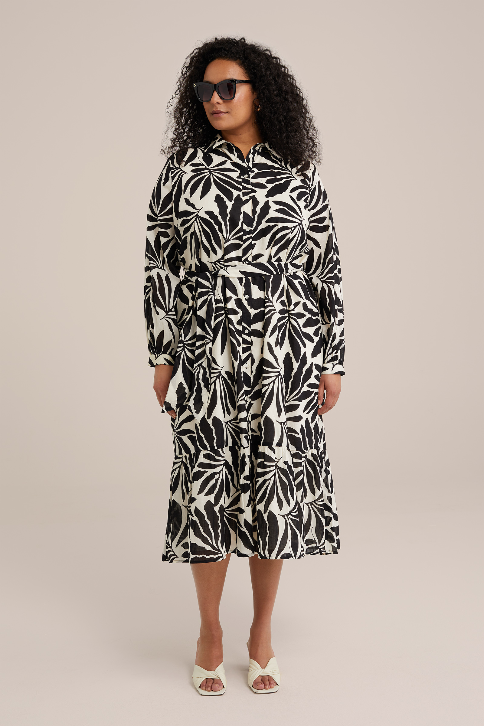 jurk met dessin - Curve WE Fashion Zwart