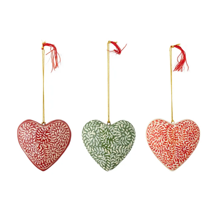 Bloomingville - Cassidy Ornament, rot / grün (3er-Set)