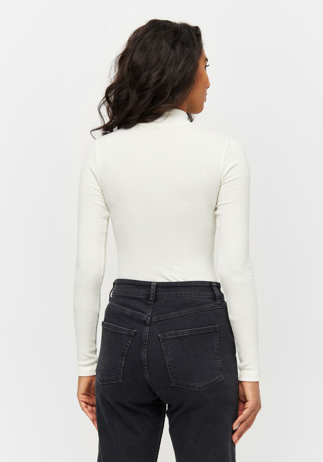 Knowledge Cotton Apparel Longsleeve Rib High Neck Snow White