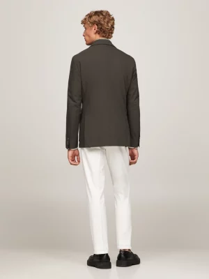 Blazer slim de tecido liso com abotoamento simples