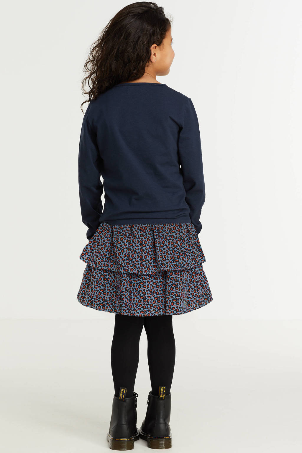 Zigga rok met panterprint blauw/roestbruin
