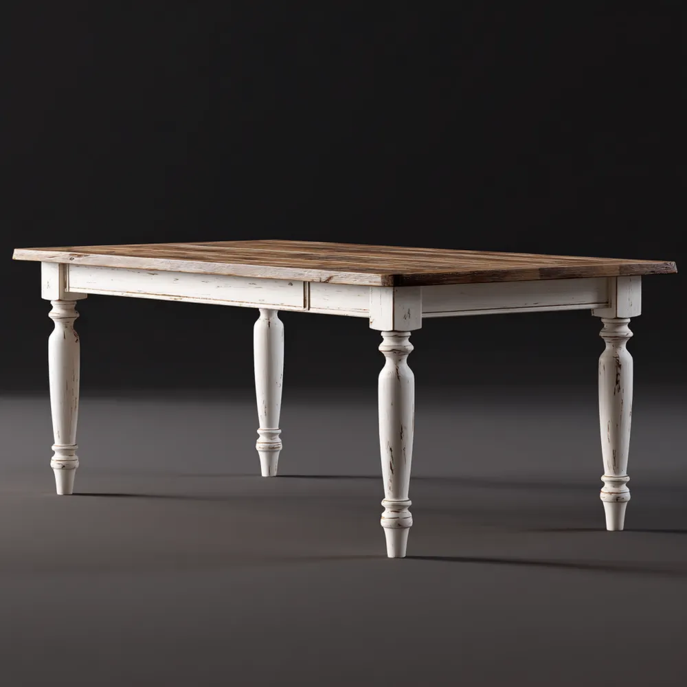 Esstisch Massivholz 150x90x75 cm – Braun/Weiß – Rustikaler Stil