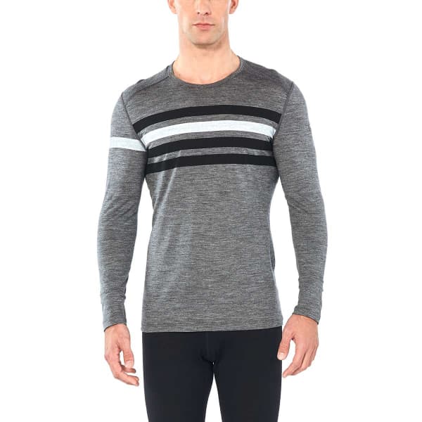 T-shirt thermique ICEBREAKER MENS 200 OASIS LS CREWE HERITAGE STRIPE GRITSTONE HEATHER
