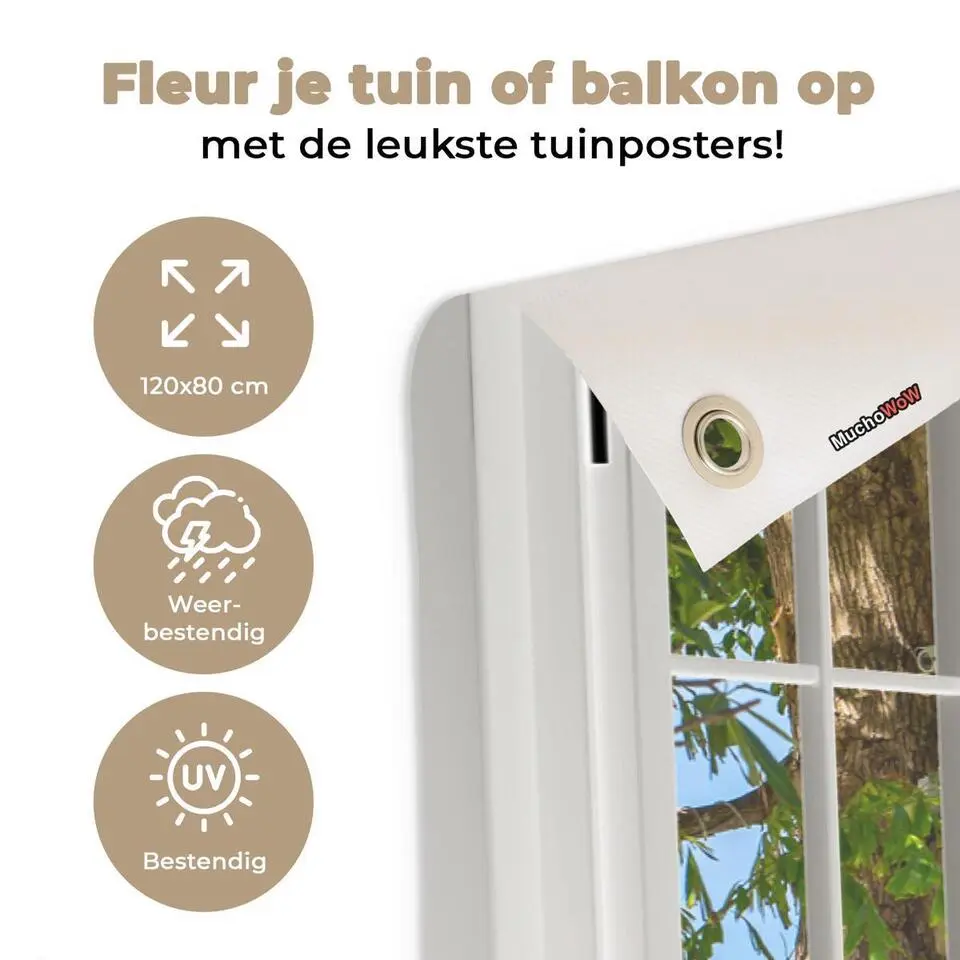 MuchoWow Tuinposter 120x80cm Doorkijk Boom Zee Palmboom