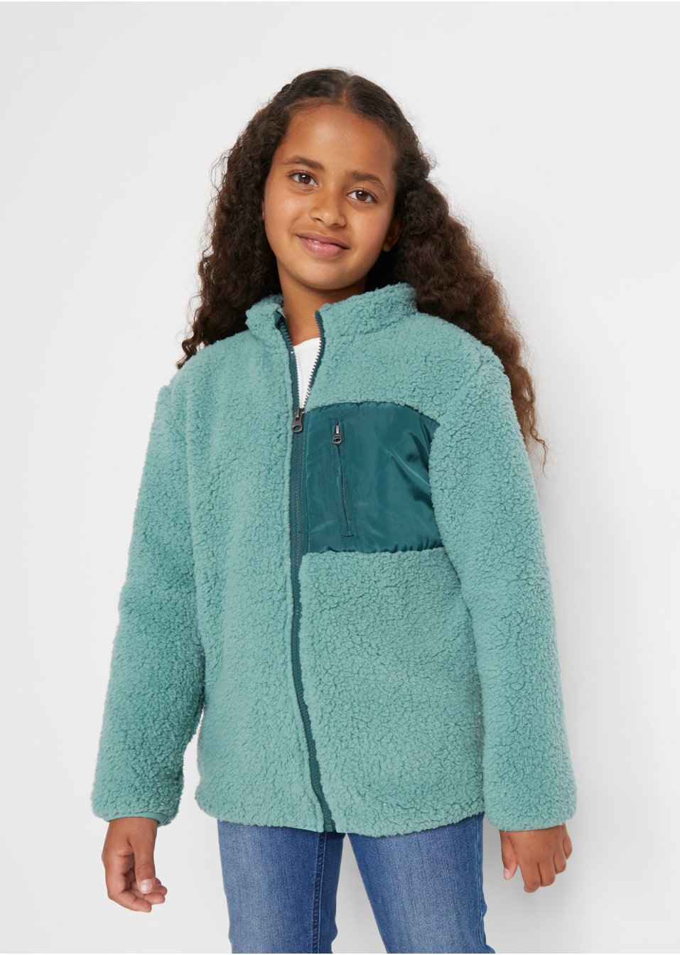 Veste enfant en maille polaire peluche avec poche poitrine
