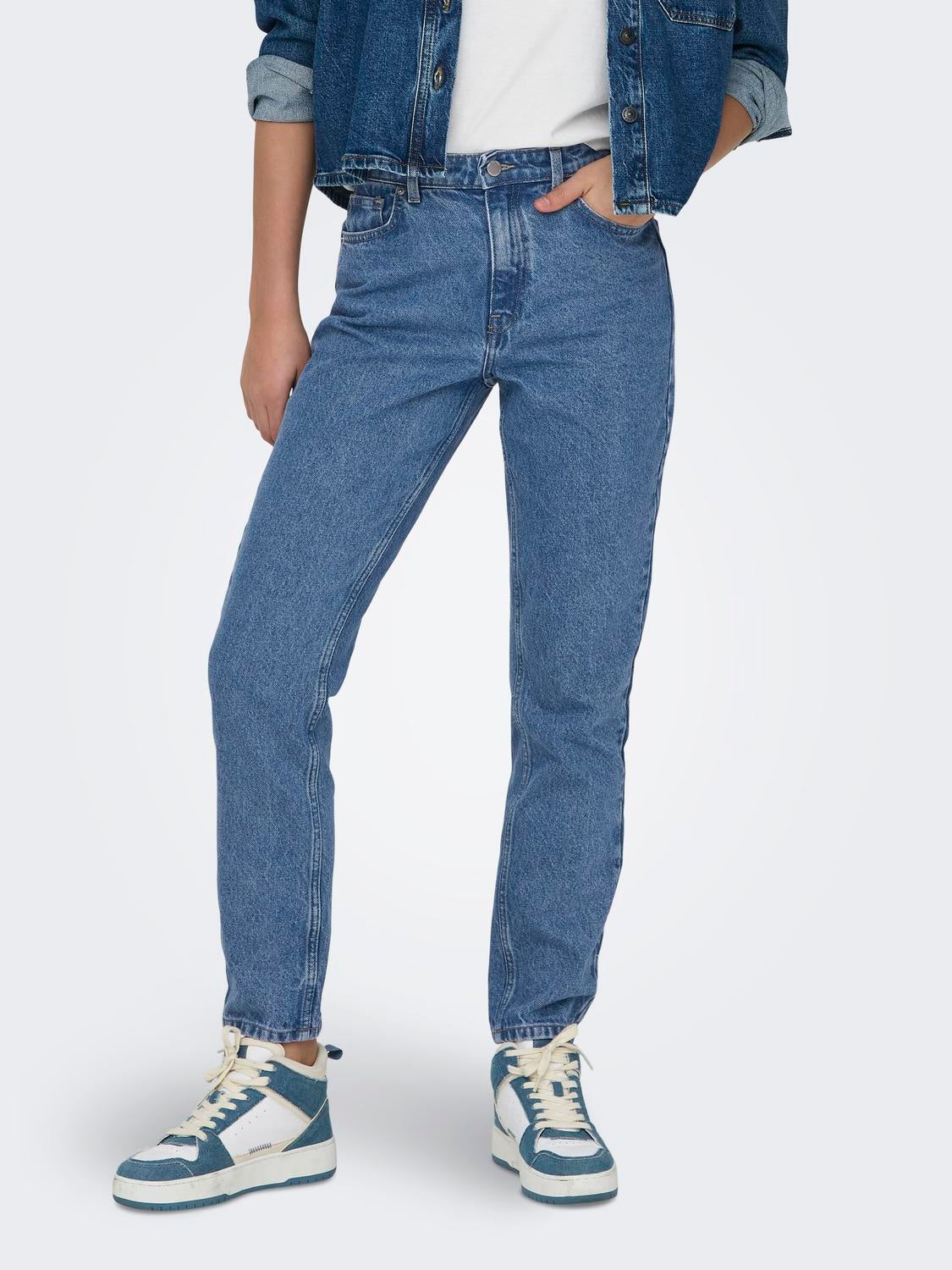 ONLJAGGER Hohe Taille Hohe Taille Jeans Medium Blue Denim