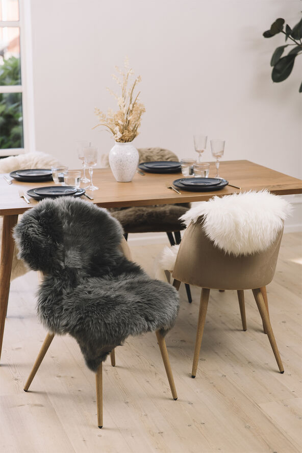 NATURES Collection 90cm-up New Zealand Sheepskin, Long Wool Dark Grey/ 90x60
