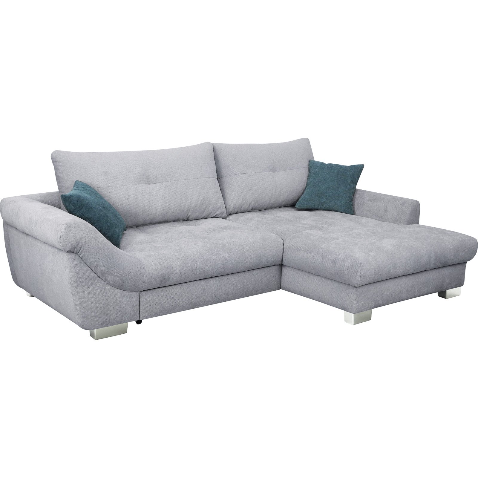 Ecksofa Carmen Stoff grau, Recamière rechts
