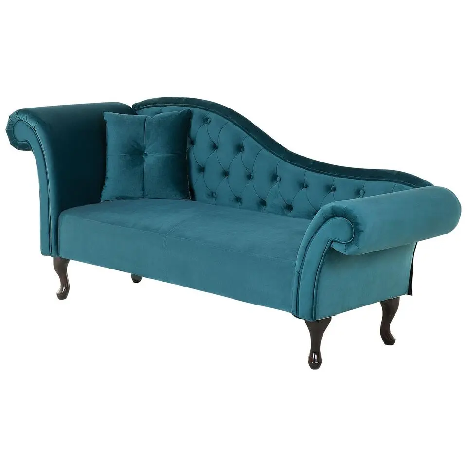 LATTES - Chaise longue - Blauw - Linkerzijde - Fluweel