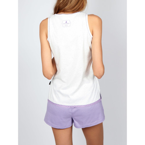 Admas - Pijama corto camiseta de tirantes Pato Santoro marfil Blanco
