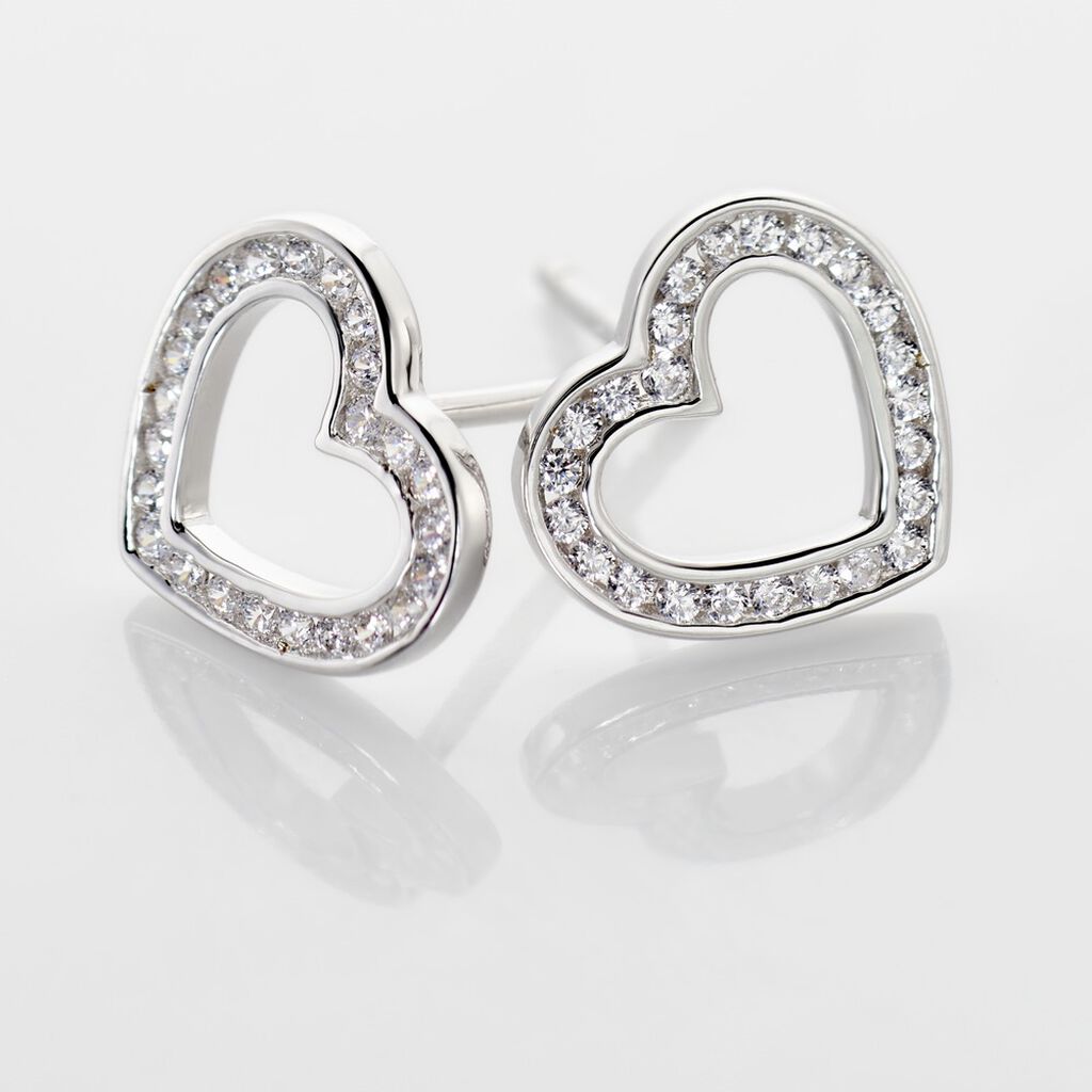 Boucles D'oreilles Puces Quintin Argent Blanc Oxyde De Zirconium