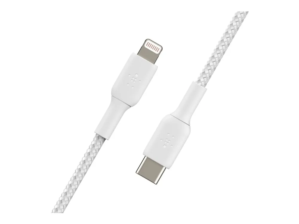 Belkin BoostCharge - Lightning-kabel - 24 pin USB-C han til Lightning han - 2 m - hvid - USB Power Delivery (18 W)