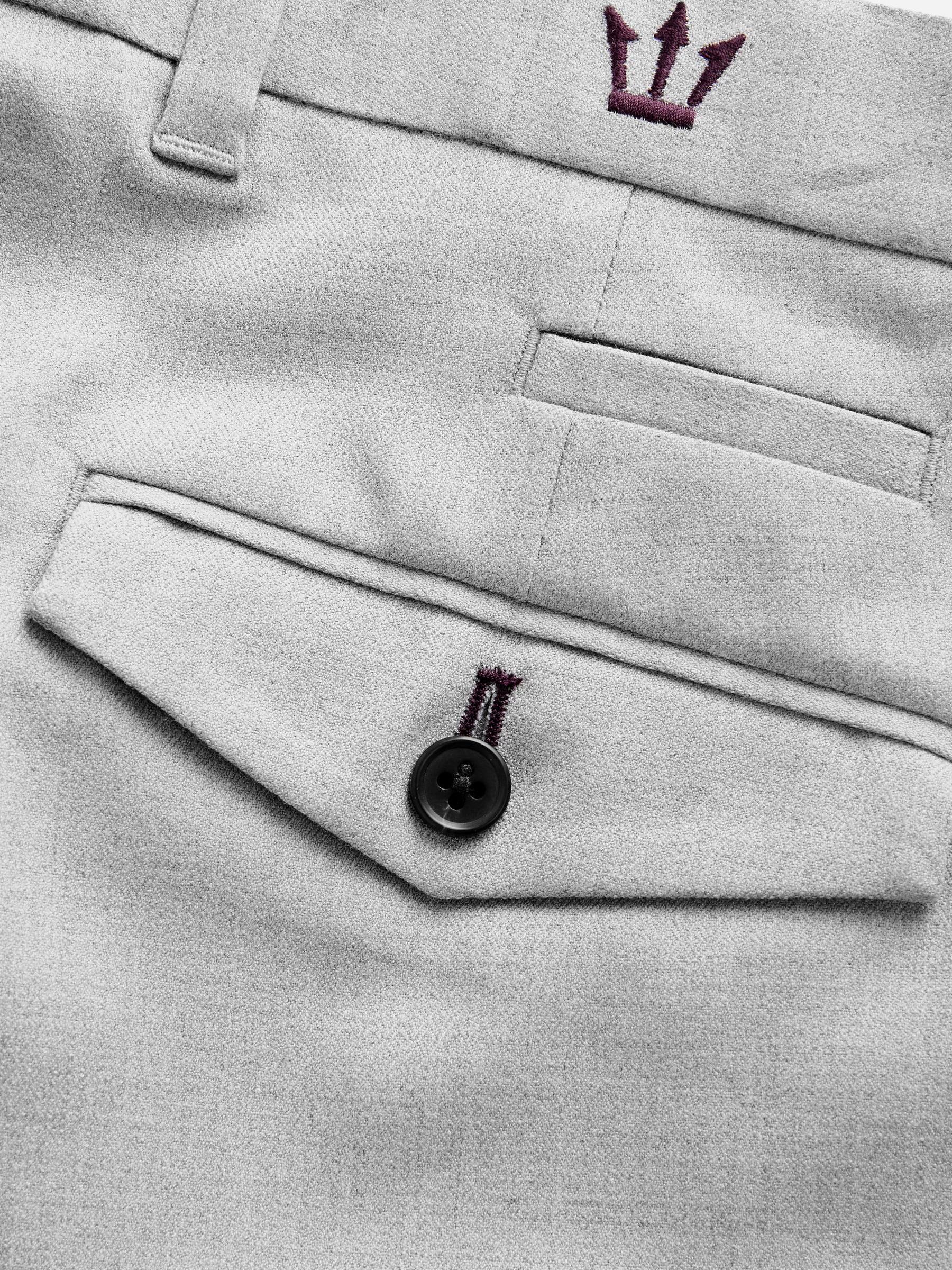 Grijs - Geklede broek met textuur en bies