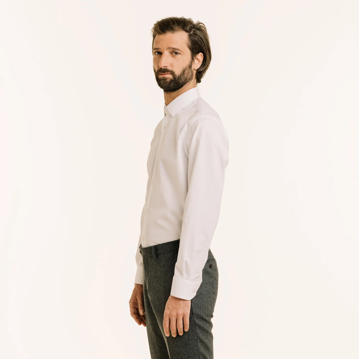 White double-twisted poplin shirt