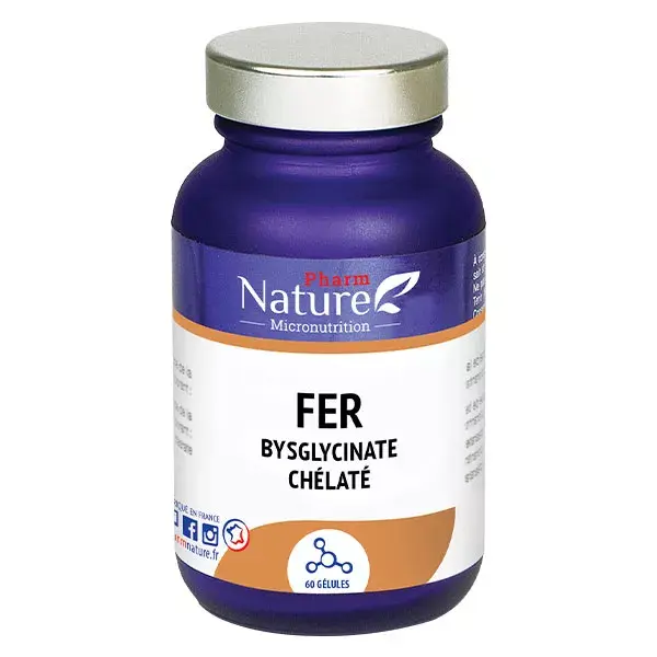 Pharm Nature Micronutrition Fer Bisglycinate Chélaté 60 gélules