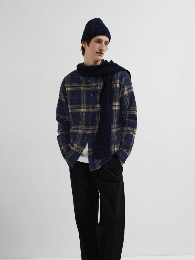 Selected Homme SLHSLIMOWEN-FLANNEL SHIRT LS NOOS Sky captain/ermine