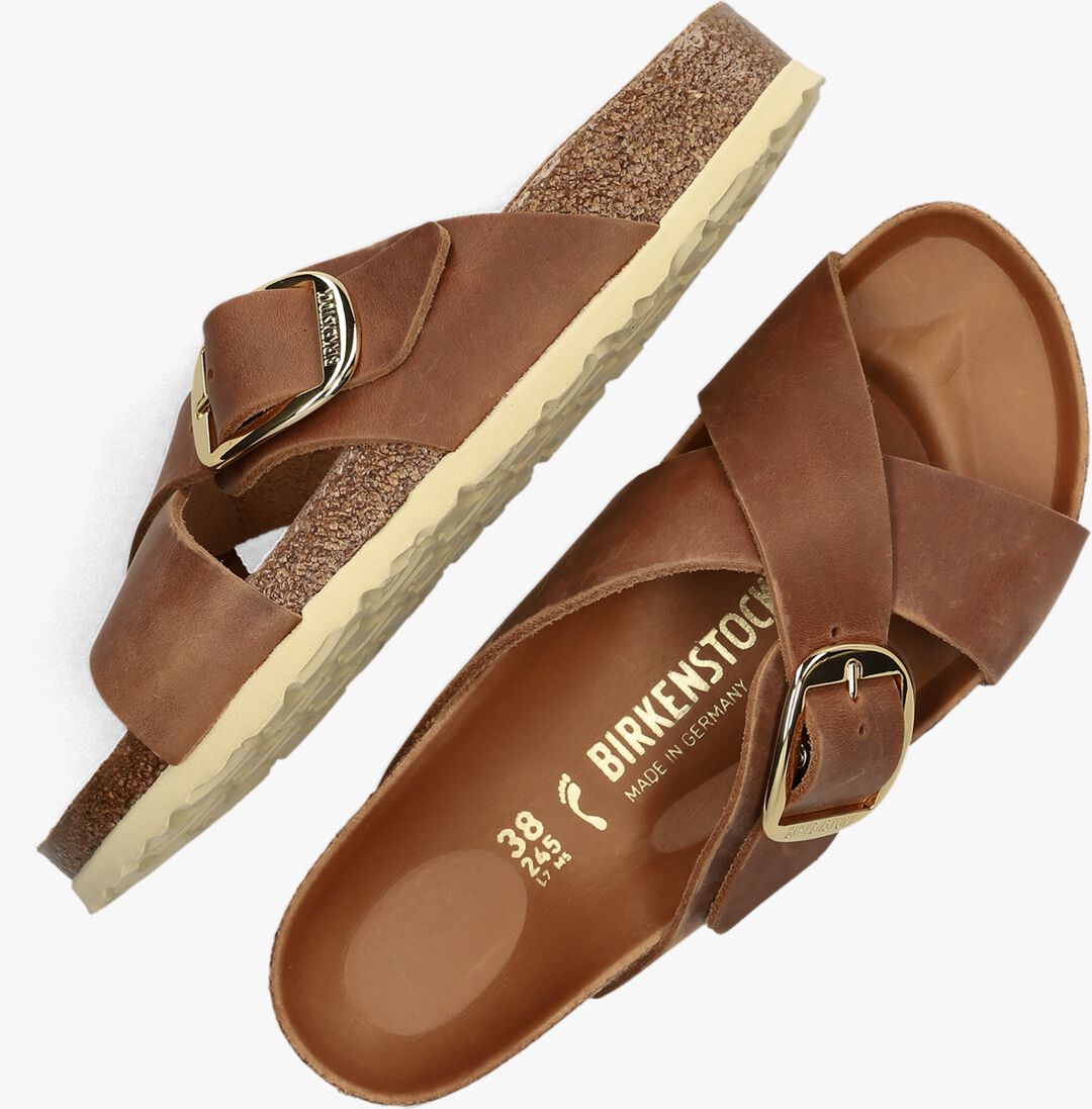 BIRKENSTOCK cognac birkenstock slippers siena big buckle