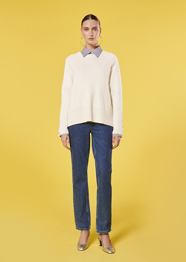 Pull Pierrickécru en laine et coton