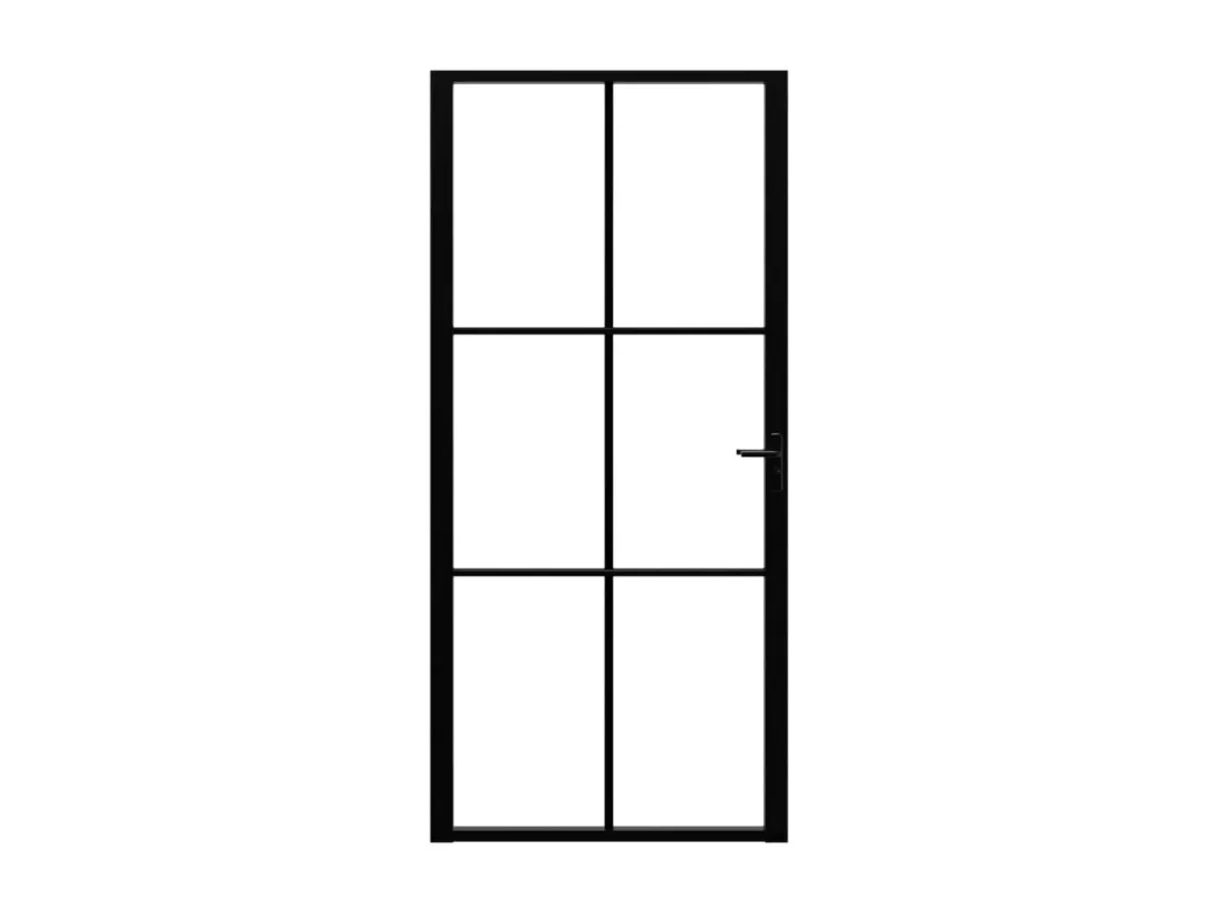 Porte intérieure Verre ESG et aluminium 93x201,5 cm Noir