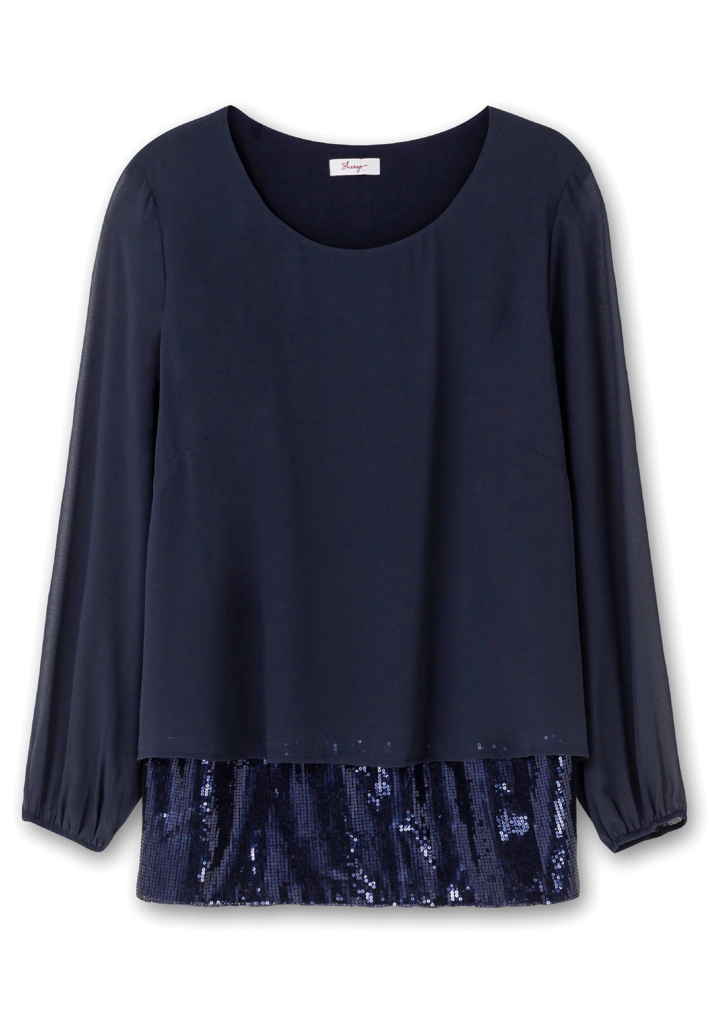 Tunika 2-in-1 Optik, mit Pailletten am Saum, aus Chiffon